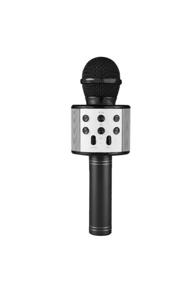 Pazariz Wster Ws-858 Siyah Karaoke Mikrofon Bluetooth Hoparlör Aux Usb Mikro Sd Kart Girişli ürün görseli 1