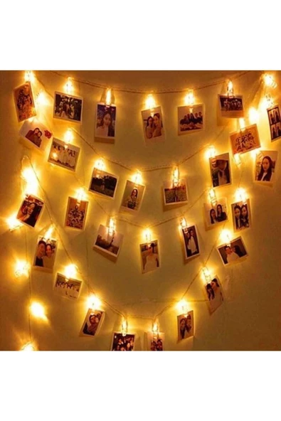Pazariz Led Işıklı Fotoğraf Mandalları 20 Adet ürün görseli 1