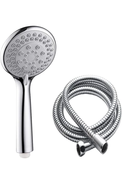 Pazariz 5 Fonksiyonlu El Duşu Başlığı + 150cm lia PVC Kopmaz Duş Hortumu Spirali / 2'li Lüks Duş S Takımı ürün görseli 1