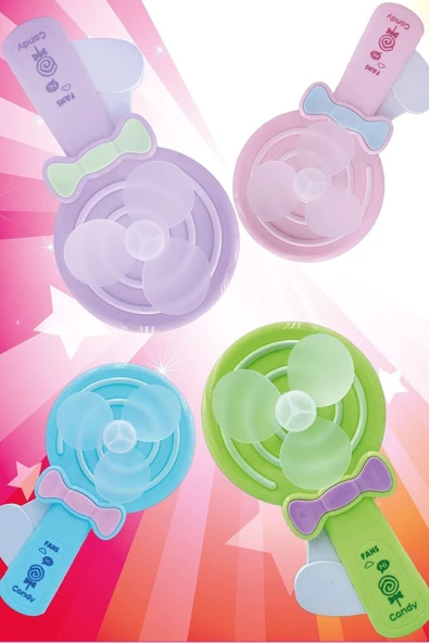 Pazariz El Fanı Vantilatör Candy Manuel Basmalı Çocuk Oyuncağı Mini Vantilatör Pilsiz ürün görseli 1