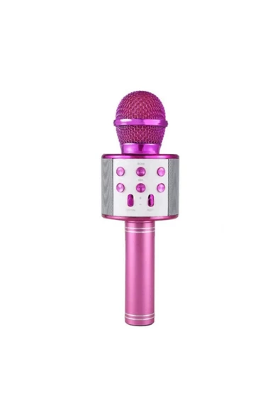 Pazariz Wster Ws-858 Pembe Karaoke Mikrofon Bluetooth Hoparlör Aux Usb Mikro Sd Kart Girişli ürün görseli 1