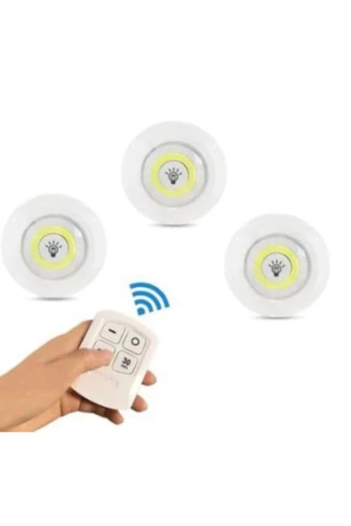 Pazariz 3'lü Led Spot Lamba Beyaz Cob Ledli Uzaktan Kumandalı Spot Ledle ürün görseli 1