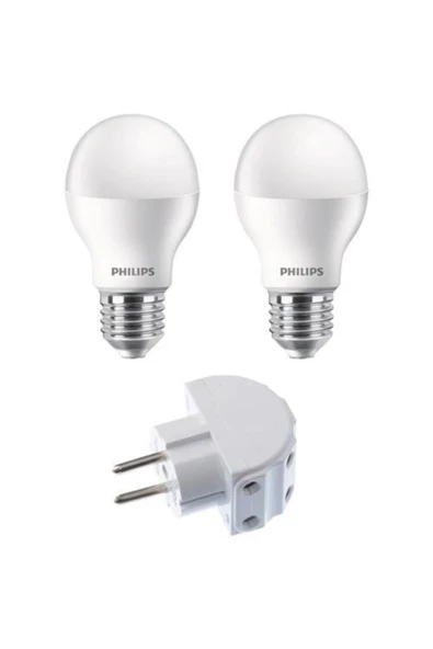 Pazariz Essential 2'li 8w E27 Led Ampul Priz Çoğaltıcı Seti ürün görseli 1