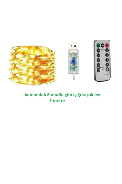 Pazariz Kumandalı 8 Fonksiyonlu Led Lamba 3 Metre- ürün görseli 1