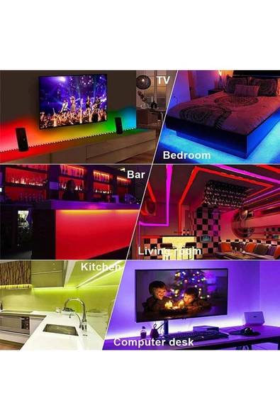 Pazariz 5 Mt 20 Fonksiyonlu Uzaktan Kumandalı Rgb Gaming Led Şerit Işık ürün görseli 1