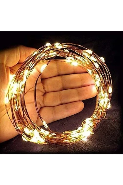 Pazariz Peri Led Işık 5 Metre (sarı) Pilli Aydınlatma Şerit Saçak Spot Süsleme ürün görseli 1