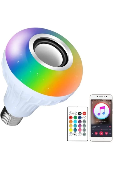 Pazariz Bluetooth Hoparlör Rgb Led La Uzaktan Kumandalı Ampul ürün görseli 1