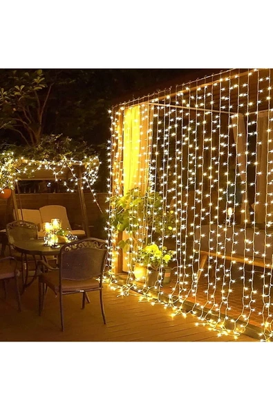 Pazariz 8 Fonksiyonlu Saçak Led Sarkıt Led 2x2 Metre Eklenebilir Led Süsleme 180 Led Işık Yılbaşı Led Işık ürün görseli 1