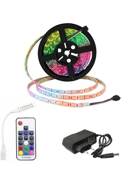 Pazariz 1 Metre Rgb Çok Renkli Rf Wireless Kumanda Şerit Led Işık ürün görseli 1
