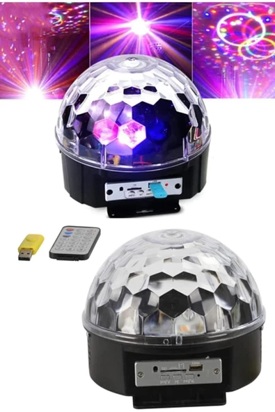 Pazariz Sese Duyarlı Led Lazer Disko Topu Parti Led Işık Show Bluetooth ürün görseli 1
