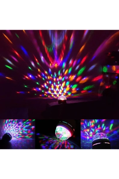 Pazariz 360 Derece Dönen Disko Tarzı Renkli Dekoratif Disco Lamba ürün görseli 1