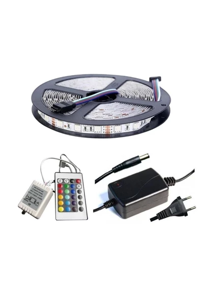 Pazariz Winboss 5mt Rgb Şerit Led Slikonlu Adaptör Uzaktan Kumanda Tak Çalıştır ürün görseli 1