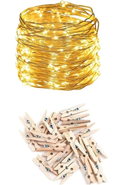 Pazariz Peri Led Işık Günışığı + 15 Adet Mini Fotoğraf Mandalı (3 Metre) ürün görseli 1