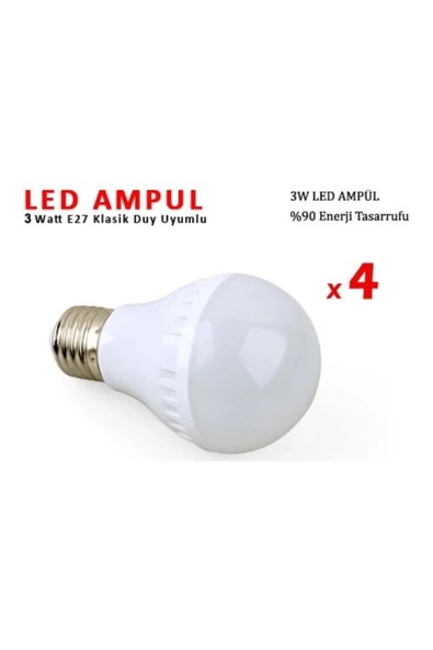 Pazariz 3w Enerji Tasarruflu Led Ampul ( 4 Adet ) ürün görseli 1