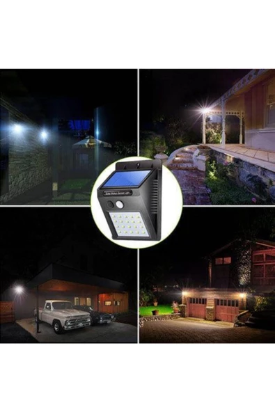 Pazariz Sensörlü Solar Duvar Lambası 20 Ledli ürün görseli 1