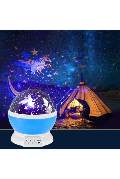 Pazariz Dönen Gece Lambası Dönen Yıldızlı Gökyüzü Projeksiyon Gece Lambası Mavi ürün görseli 1