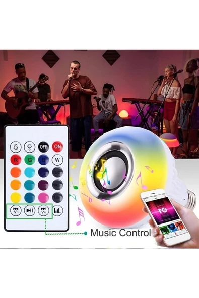 Pazariz Uzaktan Kumandalı Bluetooth Led Ampül Lamba ürün görseli 1