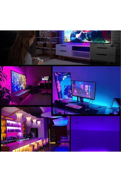 Pazariz erit Led Işık Rgb Hazır Set Tak Çalıştır Kumandalı Adaptörlü Silikonlu ürün görseli 1