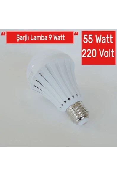 Pazariz Şarjlı Led Ampul 9 Watt Beyaz Işık Acil Durum Aydınlatma 3 Adet ürün görseli 1