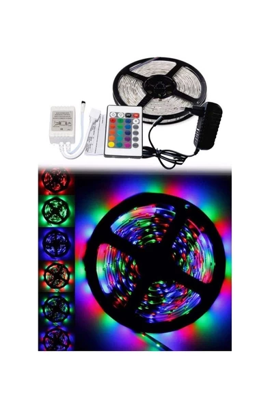 Pazariz 5 Metre Rgb Şerit Led Seti-İç ve Dış Mekan Silikonlu-Tak Çalıştır ürün görseli 1