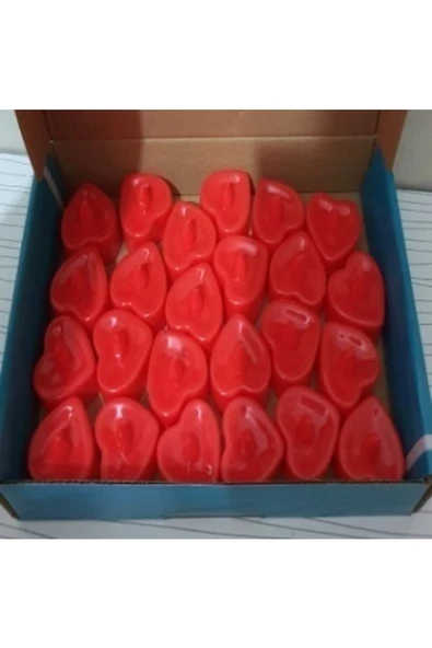 Pazariz Led Işıklı Kalp Şekilli Kırmızı Mum 24lü Paket ürün görseli 1