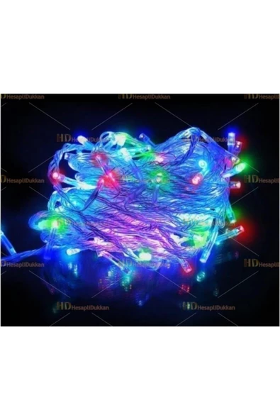 Pazariz Rgb 100 Ampullü Pirinç Led Işık Yılbaşı Kamp Parti Işığı 10 Metre Renkli Led Işık ürün görseli 1
