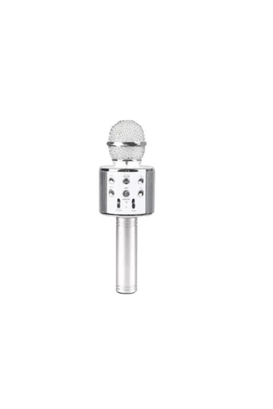 Pazariz Wster Ws-858 Usb-aux-sd Kart Girişli Wireless Bluetooth Karaoke Mikrofon - Gümüş ürün görseli 1