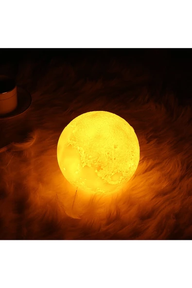Pazariz Gün Işığı 3d Ay Gece Lambası Dekoratif Küre Led Başucu Lambası ürün görseli 1
