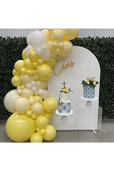 Pazariz 50 Adet Sarı Makaron Sarı Beyaz Balon Civciv ürün görseli 1
