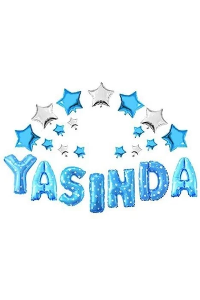 Pazariz Fırsat Ayı Yıldızlı Mavi Yaşında Balon Yaşında Doğum Günü Balonu Yaşında Balon Mavi Yıldız ürün görseli 1