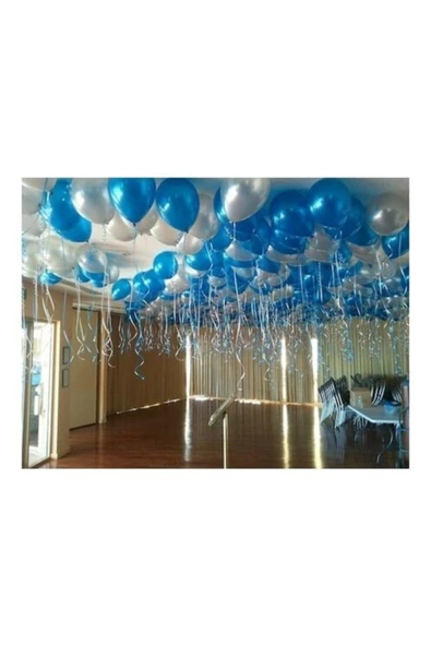 Pazariz 25 Adet Metalik Lacivert Koyu Mavi + Gümüş Gri Karışık Balon ürün görseli 1
