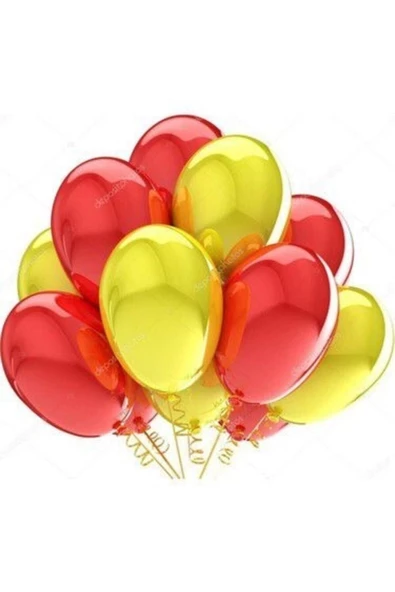 Pazariz Fırsat Ayı 30 Adet Metalik Sarı, Kırmızı Balon Konsepti-uçan-güzel Balon ürün görseli 1
