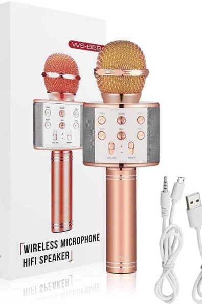 Pazariz Şarj Edilebilir Telefon Ve Usb Bağlantılı Karaoke Mikrofon (rose Gold) ürün görseli 1