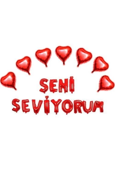 Pazariz Seni Seviyorum Kalpli Folyo Balon Seti ürün görseli 1