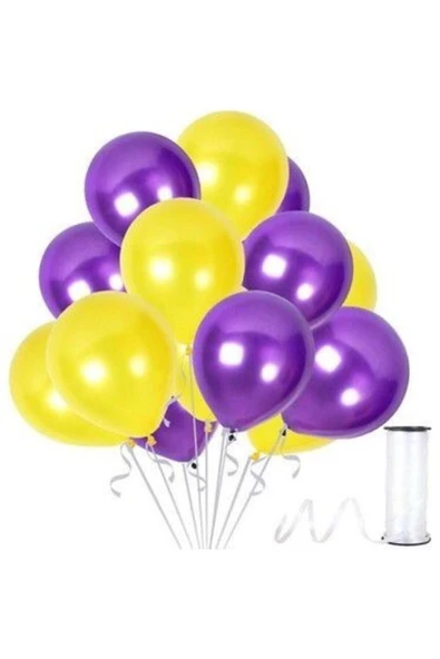 Pazariz Fırsat Ayı 30 Adet Metalik Sarı, Mor Balon Konsepti-uçan Balon ürün görseli 1