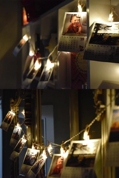 Pazariz Bakır Renkli Led Işıklı Fotoğraf Asma Işık Süsleme Mandalları ürün görseli 1
