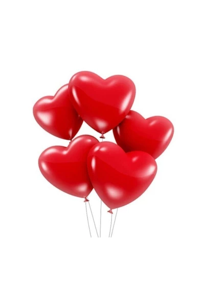 Pazariz Kırmızı Kalpli Balon 10'lu (özel Günler, Sevgililer Günü Süsleme , Doğumgünü Partileri ) ürün görseli 1