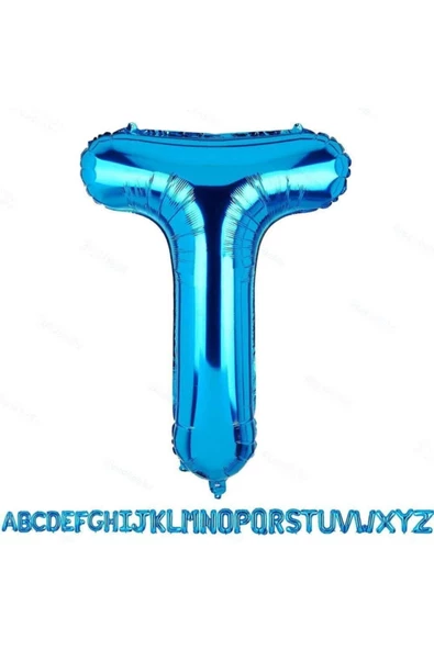 Pazariz Fırsat Ayı 1 Metre Mavi T Harfi Folyo Harf Balon Mavi T Harf Balon Ultra Dev Balon ürün görseli 1