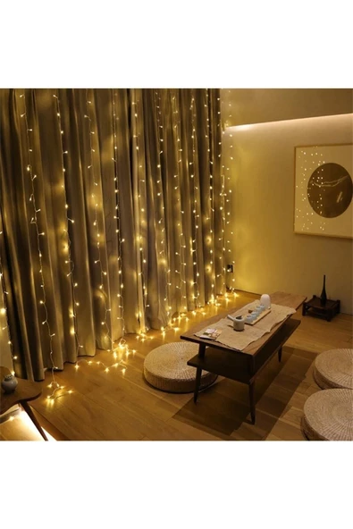 Pazariz 8 Fonksiyonlu 200 Led 10 Saçak Şerit Led 2x2 Perde Ip Led Gün Işığı ürün görseli 1