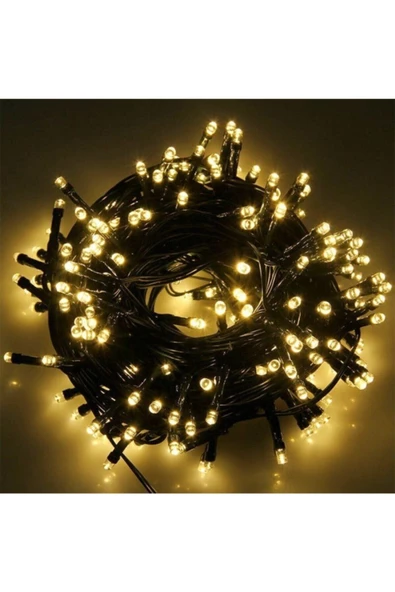 Pazariz Yılbaşı Kamp Parti Yeşil Kablo 5m 100 Ampul Led Işık Sarı ürün görseli 1