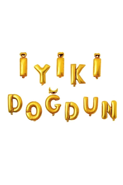 Pazariz Kazanabil Iyiki Doğdun Set Altın Renkli Folyo Balon Harfler 40cm ürün görseli 1