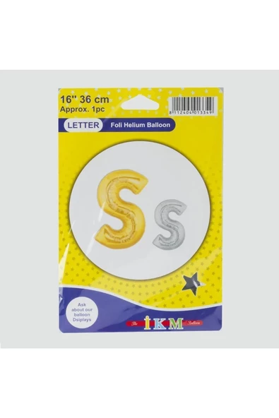 Pazariz Sarı Renkli 16*36 Harfli Folyo Balon Renk:model-17 Birim:1 Adet ürün görseli 1