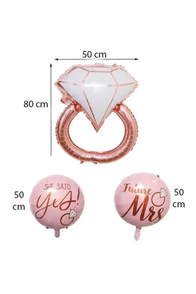 Pazariz Fırsat Ayı Tek Taş Yüzük Rose Gold Folyo Balon Seti ürün görseli 1