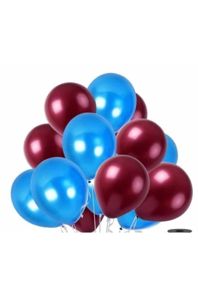 Pazariz 50 Adet Metalik Sedefli Kaliteli Balon Bordo-mavi ürün görseli 1