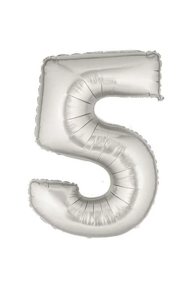 Pazariz Şekilli Supershape Silver Rakam Folyo Balon 5 Numara ürün görseli 1