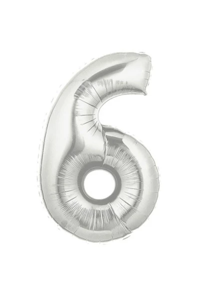 Pazariz Şekilli Supershape Silver Rakam Folyo Balon 6 Numara ürün görseli 1
