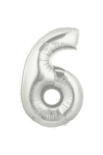 Pazariz Şekilli Supershape Silver Rakam Folyo Balon 6 Numara ürün görseli 1