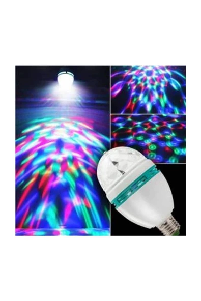 Pazariz 16 Renkli Disko Ampülü Hareketli 360 Derece Dönen Disco Topu Gece Lambası Led Disko Dönen Ampul ürün görseli 1