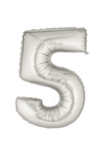 Pazariz Şekilli Supershape Silver Rakam Folyo Balon 5 Numara ürün görseli 1