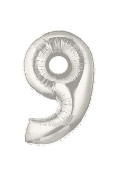 Pazariz Şekilli Supershape Silver Rakam Folyo Balon 9 Numara ürün görseli 1
